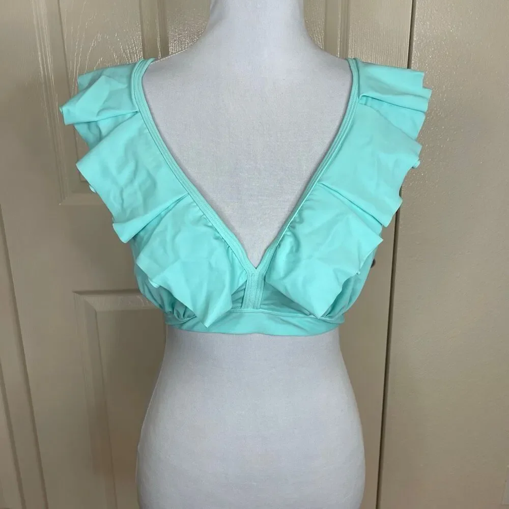 Pour Moi Space Frill Underwire Ruffle Bikini Top Mint Size 32H